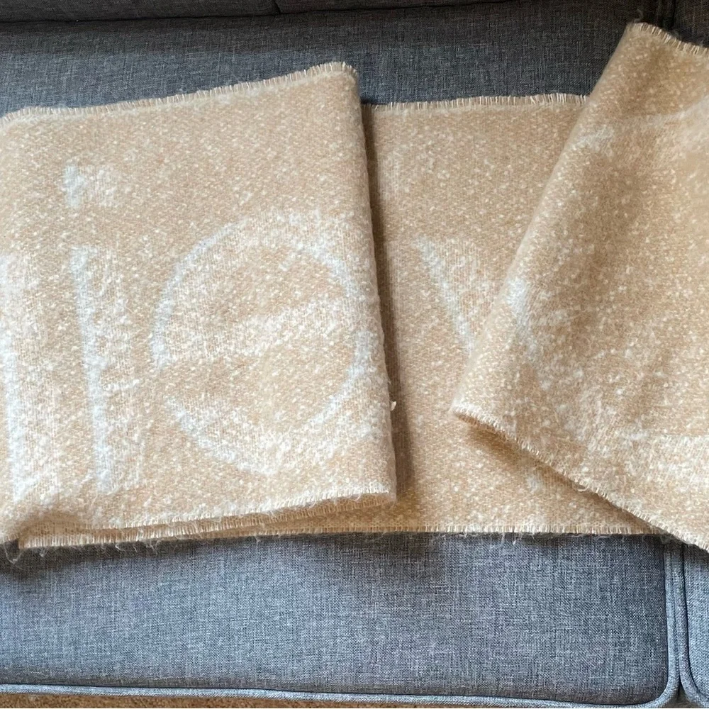 Calvin Klein Beige and Cream Logo Scarf